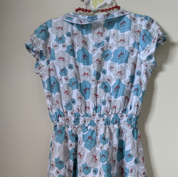 Fossil Vintage Style White w/ Blue Flowers Dress - Picture 3 of 8